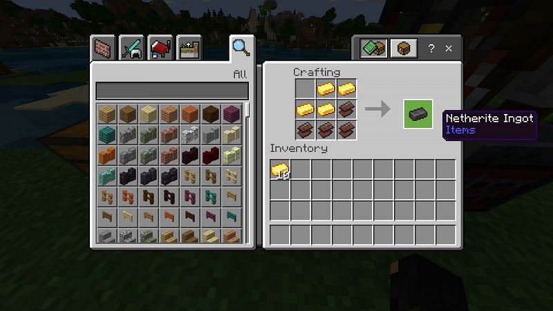 Crafting a netherite ingot