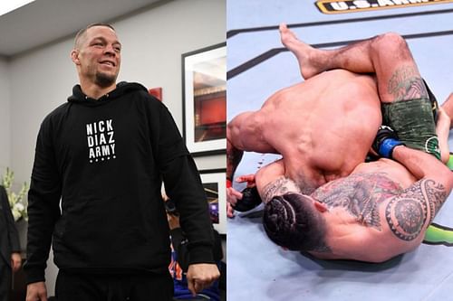 Nate Diaz reacts to submission