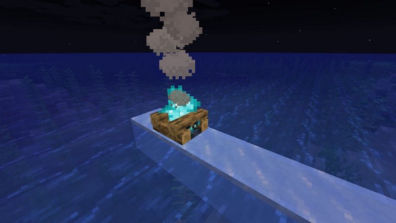An example of Soul Campfires not melting ice (Image via Minecraft)