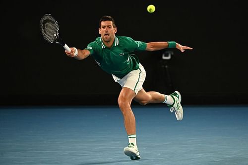 Novak Djokovic during his match against Taylor Fritz