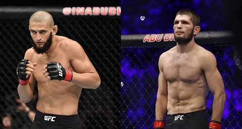 Khamzat Chimaev (Left) and Khabib Nurmagomedov (Right)