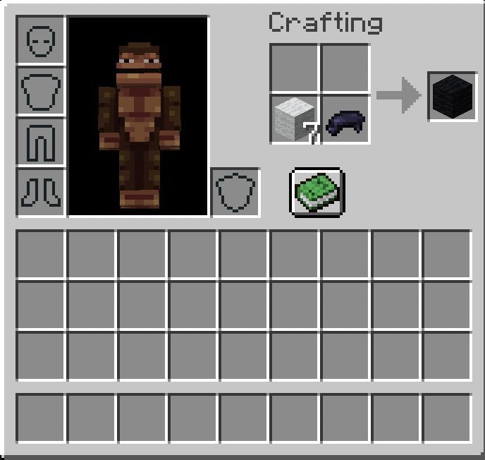 Shown: Monke using Black dye to craft a Black Wool (Image via Minecraft)