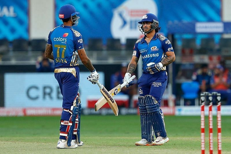 Suryakumar Yadav (L) and Ishan Kishan in T20 action for the Mumbai Indians