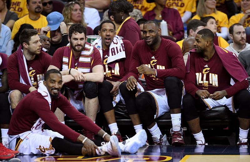 Dellavedova (first from left) was a part of the 2016 championship-winning Cavs team