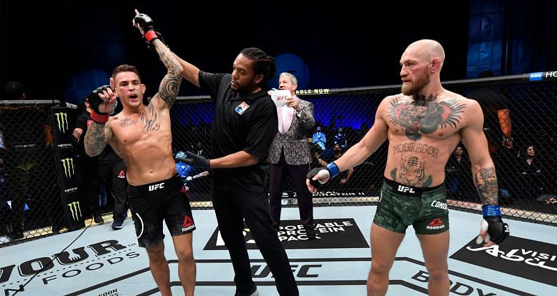 Dustin Poirier (Left) says leg kick did not knock Conor McGregor (Right) out