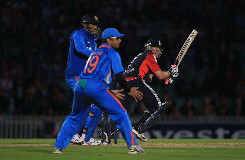 Action from an India v England game.