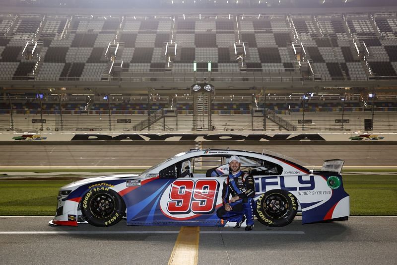 Trackhouse Racing Team&#039;s Daniel Suarez with the No. 99 at the Daytona 500 qualifying. Photo: Getty Images