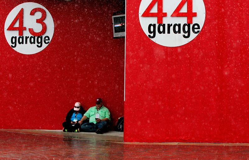 The rain had everyone looking for cover during the Daytona 500. (Photo by Sean Gardner/Getty Images)