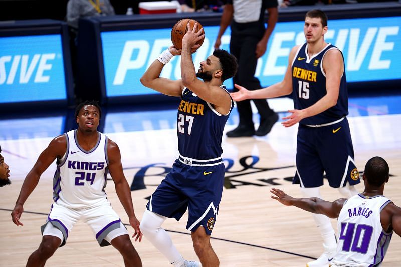 Jamal Murray #27 of the Denver Nuggets shoots.