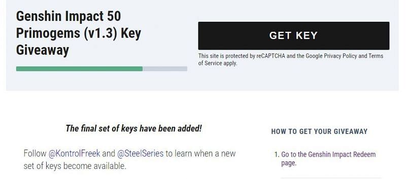 Clicking The &quot;Get Key &quot; button will give away a unique code to the participants.