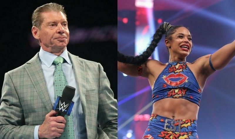 Vince McMahon (left); Bianca Belair (right)