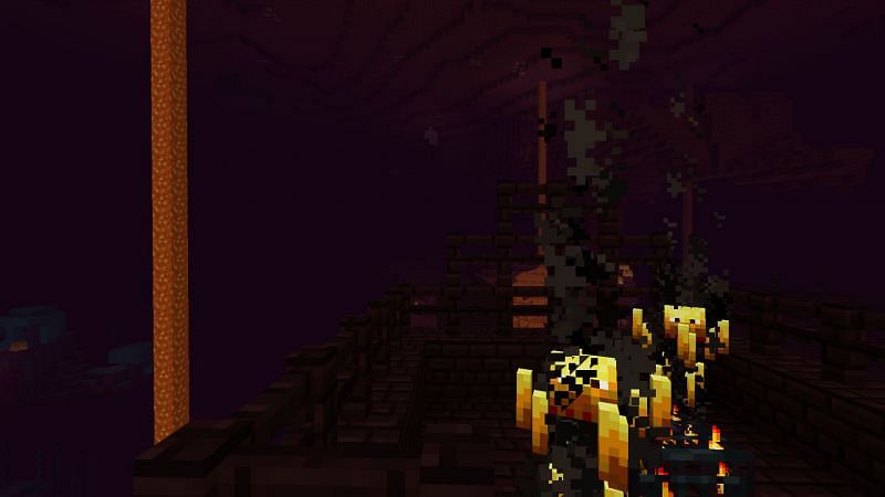 The Nether Fortresses in Minecraft seem to spawn over lava oceans quite frequently (Image via Minecraft)