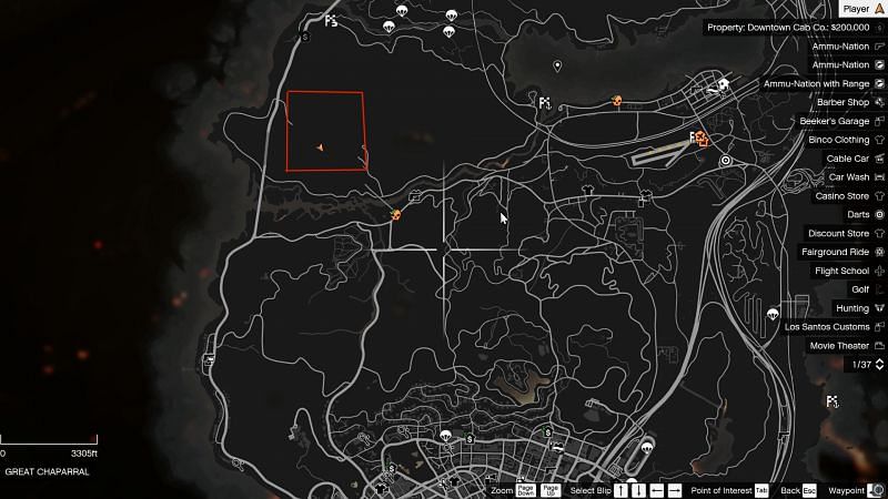 Where is the military base on the GTA Online map?