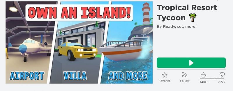 The Tropical Resort Tycoon game on Roblox. (Image via Roblox)