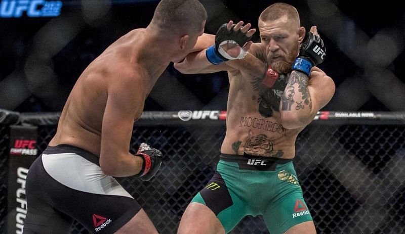 Nate Diaz (left); Conor McGregor (right)