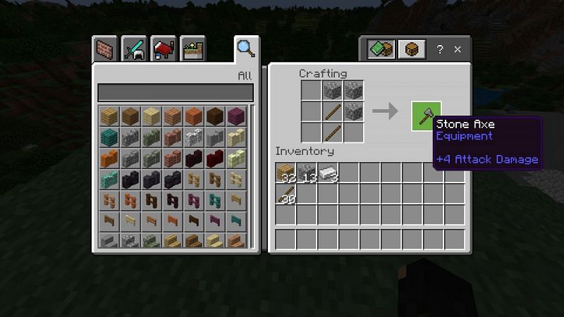 minecraft stone axe recipe