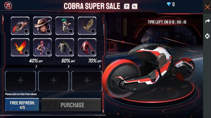 Cobra Super Sale Event in Free Fire: Discounts on ...