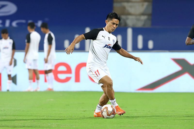 Bengaluru FC will require an inspirational performance from their captain Sunil Chhetri against  FC Goa (Image Courtesy: ISL Media)