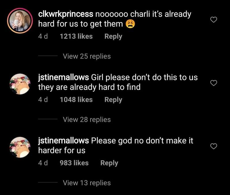 Charli&#039;s fans don&#039;t appreciate her collection