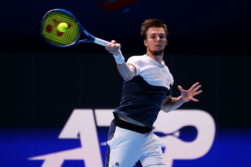 Alexander Bublik hits a forehand in Singapore