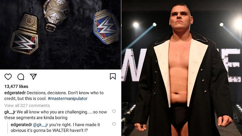 Edge&#039;s Instagram post; NXT United Kingdom Champion WALTER
