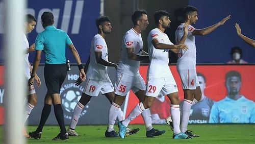 Bengaluru FC players in action in a previous fixture. (Image: ISL)