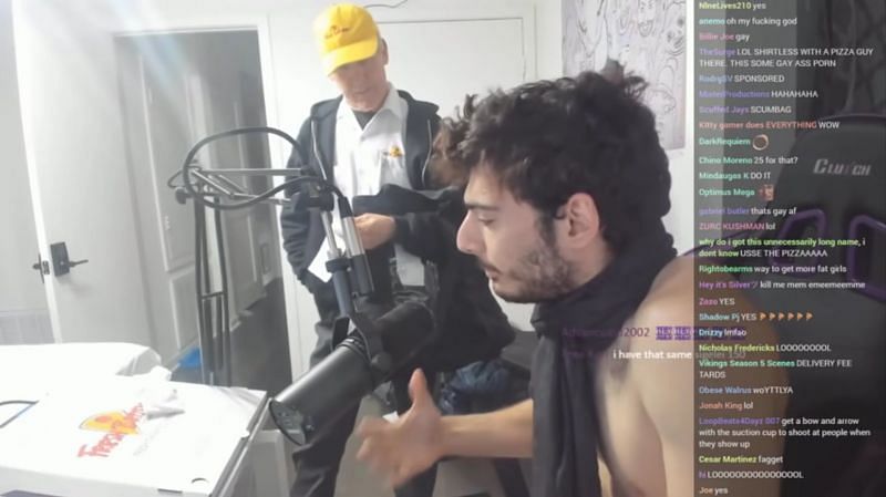 The pizza delivery guy in conversation with the strteamer (Image via YouTube, Ice Poseidon)