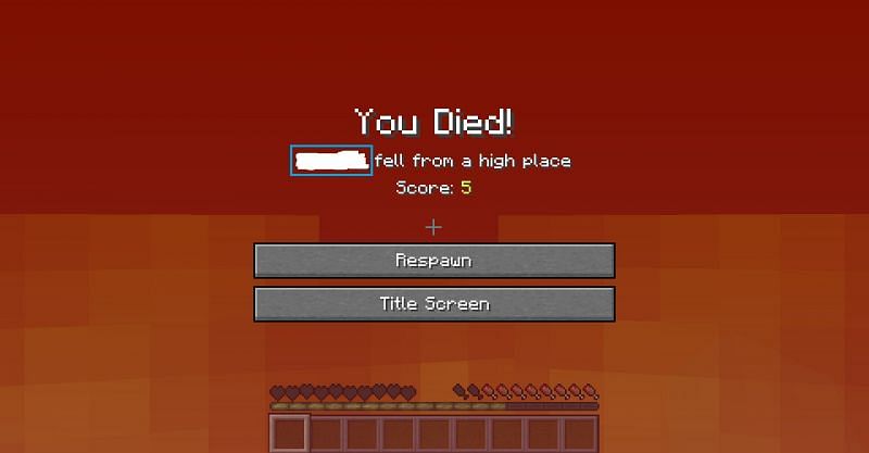 The screen that will appear after jumping into shallow lava in Minecraft (Image via Minecraft)