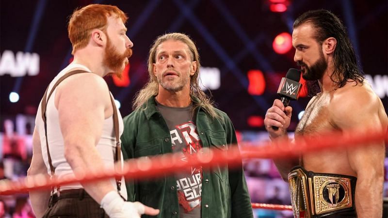Sheamus, Edge, and Drew McIntyre on RAW after Royal Rumble