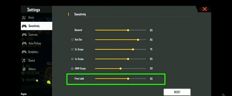 Free Look Sensitivity settings