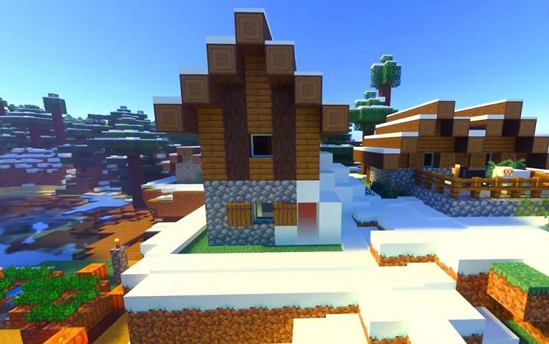 An igloo merged with another structure in Minecraft (Image via Minecraft &amp; Chill/YouTube)