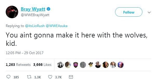 Image result for You aint gonna make it here with the wolves, kid.&mdash; Bray Wyatt (@WWEBrayWyatt)