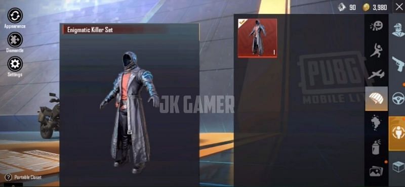 Enigmatic Killer Set (Image via JK Gamer - PUBG Mobile Lite / YouTube)