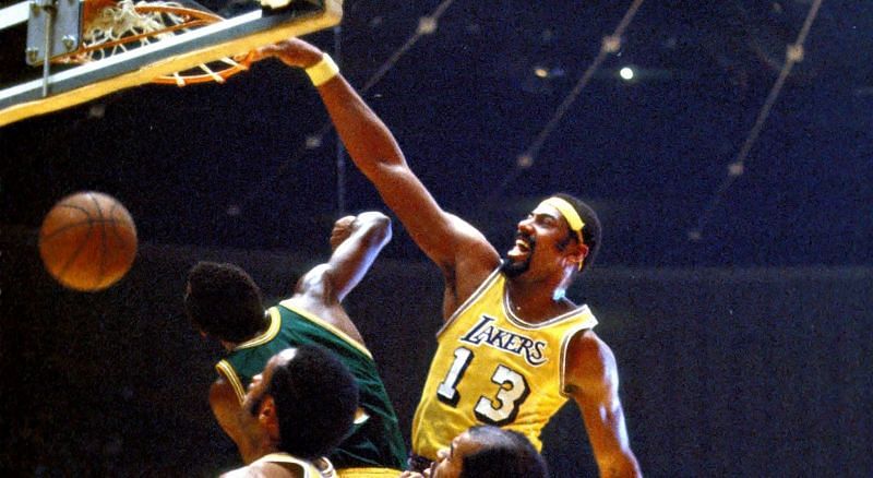 Wilt Chamberlain throws it down for the LA Lakers