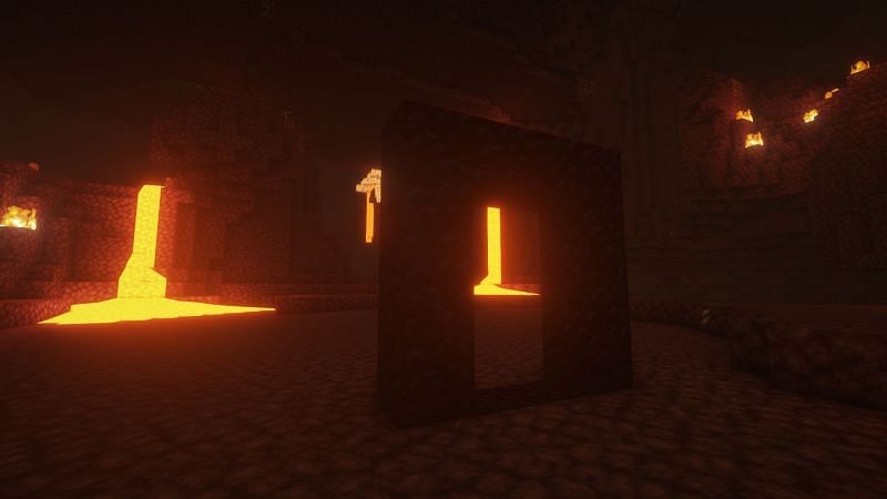 A destroyed portal... a sad sight indeed (Image via Minecraft)