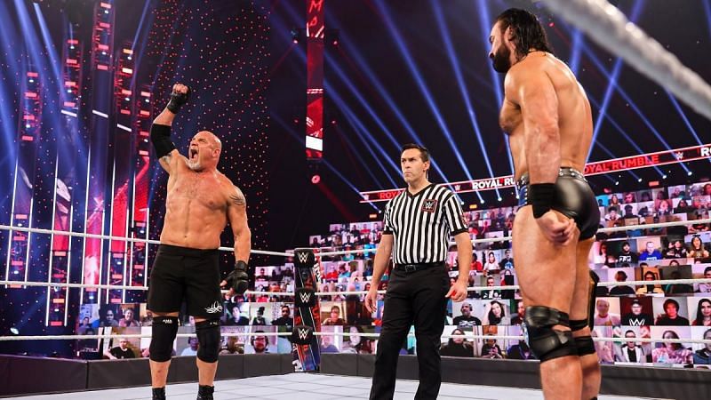 Goldberg vs. Drew McIntyre at the 2021 WWE Royal Rumble