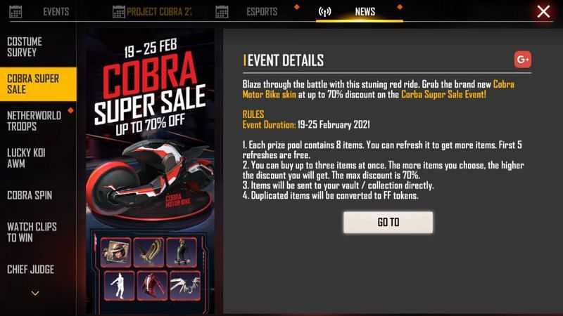 Cobra Super Sale event