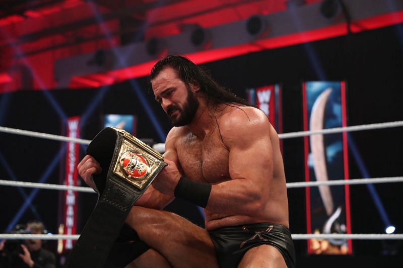 Drew McIntyre after defeating Brock Lesnar to win the WWE Championship