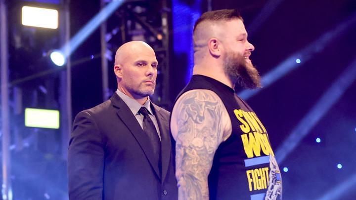 Adam Pearce and Kevin Owens