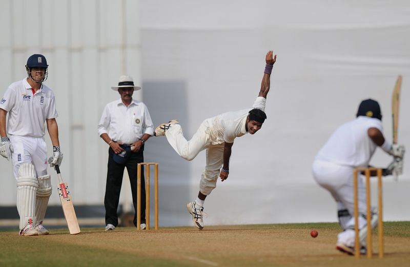 Ashoke Dinda in action for India A in 2012.