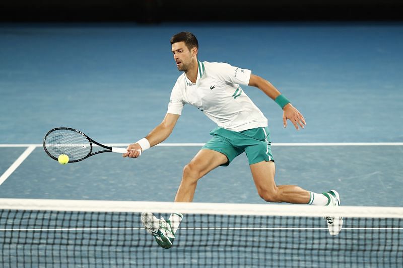 Novak Djokovic on Day 7 of the 2021 Australian Open in Melbourne, Australia