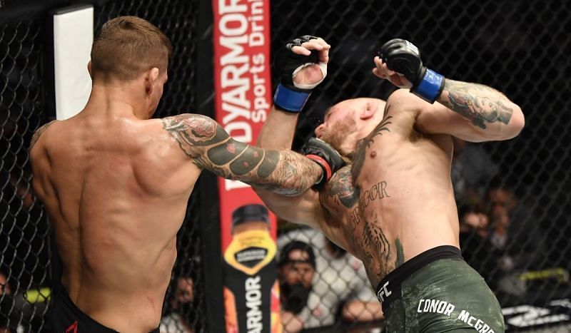 Dustin Poirier (left); Conor McGregor (right)