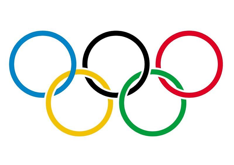 The Olympic rings on white background