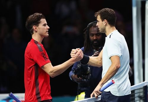 Dominic Thiem (L) and Grigor Dimitrov