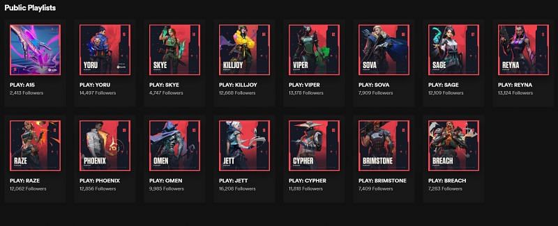 List of all playlists available on Valorant&rsquo;s official Spotify account