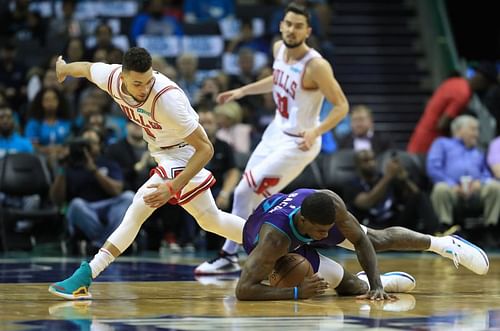 Chicago Bulls' Zach LaVine in action against the Charlotte Hornets