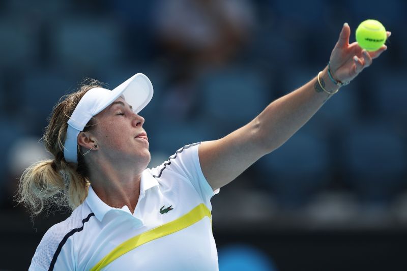 Anastasia Pavlyuchenkova will look to make the best of her bog serve.