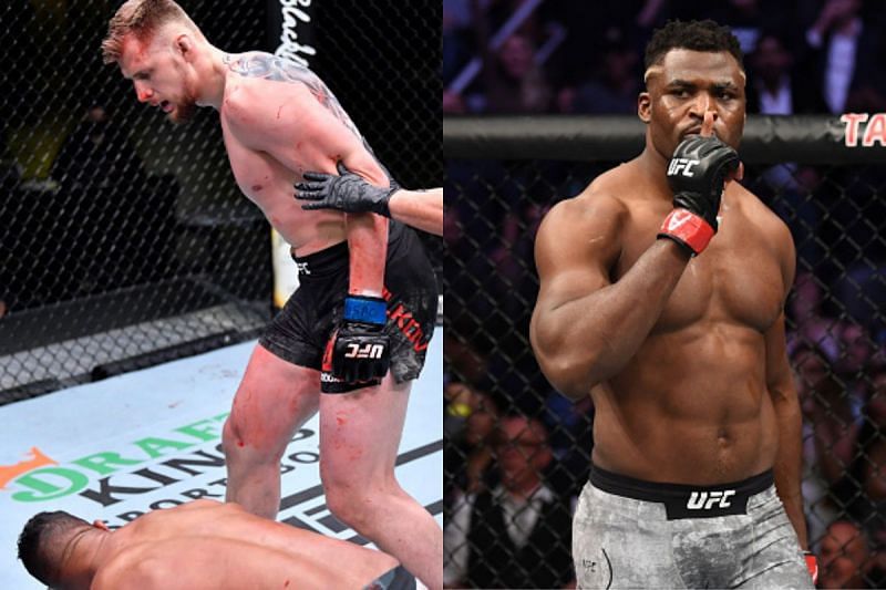 Francis Ngannou (right) sent out a warning to Alexander Volkov (left) via Twitter