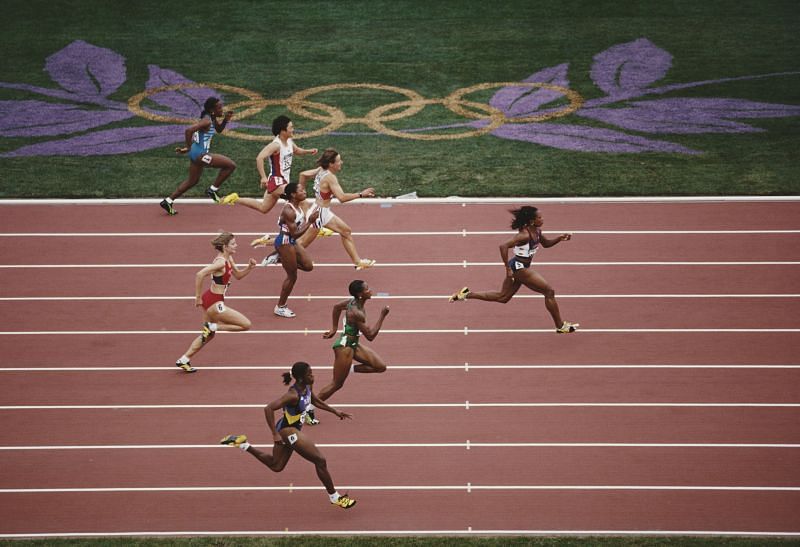 Gail Devers at the Summer Olympics in Atlanta.