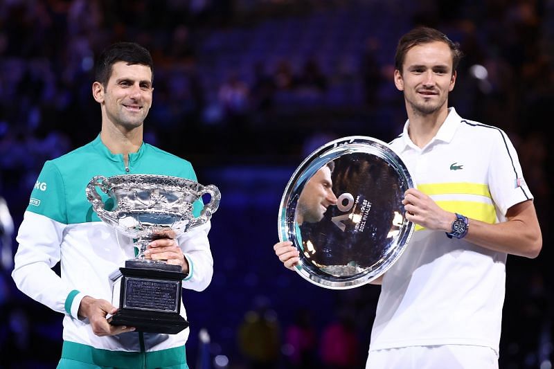 Novak Djokovic praised Daniil Medvedev during the trophy ceremony